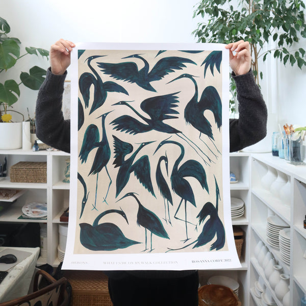 Seconds Sale: A1 Herons Print - Corner / Edge Wear