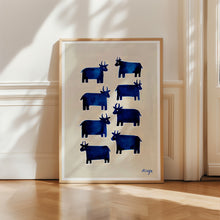 Load image into Gallery viewer, A2 - 'Moo' Blue Cow Print