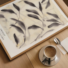 Load image into Gallery viewer, End of Line: A3 - 'Amongst' Beige Yellow & Charcoal Grey Leaf Print