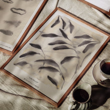 Load image into Gallery viewer, End of Line: A4 - 'Amongst' Beige Yellow & Charcoal Grey Leaf Print