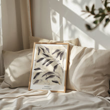 Load image into Gallery viewer, End of Line: A3 - 'Amongst' Beige Yellow & Charcoal Grey Leaf Print