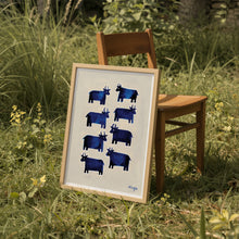 Load image into Gallery viewer, Blue Cows Art Print