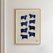 Load image into Gallery viewer, Blue Cows Art Print