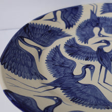 Load image into Gallery viewer, Hand Painted Herons Large Plate - Deep Blue