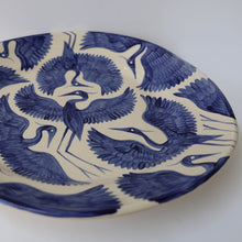 Load image into Gallery viewer, Hand Painted Herons Large Plate - Deep Blue