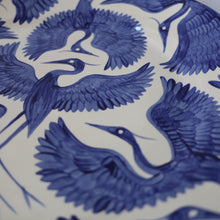 Load image into Gallery viewer, Hand Painted Herons Large Plate - Deep Blue