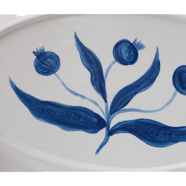 Hand Painted Small Pomegranate Platter - Blue