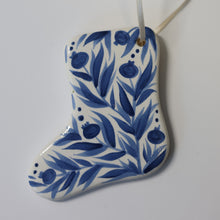 Load image into Gallery viewer, Hand Painted Ceramic Christmas Stocking Ornament - Green