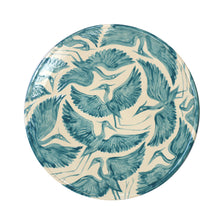Load image into Gallery viewer, Seconds Sale: Herons Hand Painted Cake Plate Pedestal Stand - Teal