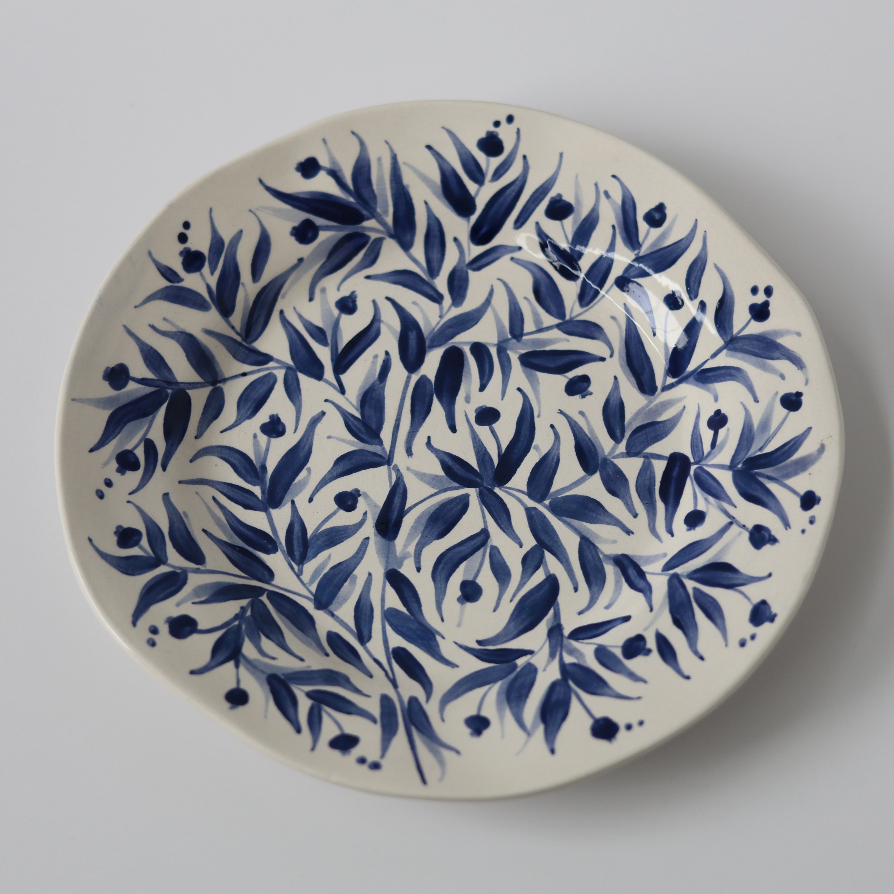 Hand Painted Pomegranate Plate - Deep Blue