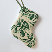 Load image into Gallery viewer, Hand Painted Ceramic Christmas Stocking Ornament - Green
