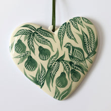 Load image into Gallery viewer, Hand Painted 'Patridge in a Pear Tree' Ceramic Christmas Ornament - Green