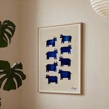 Load image into Gallery viewer, A2 - 'Moo' Blue Cow Print