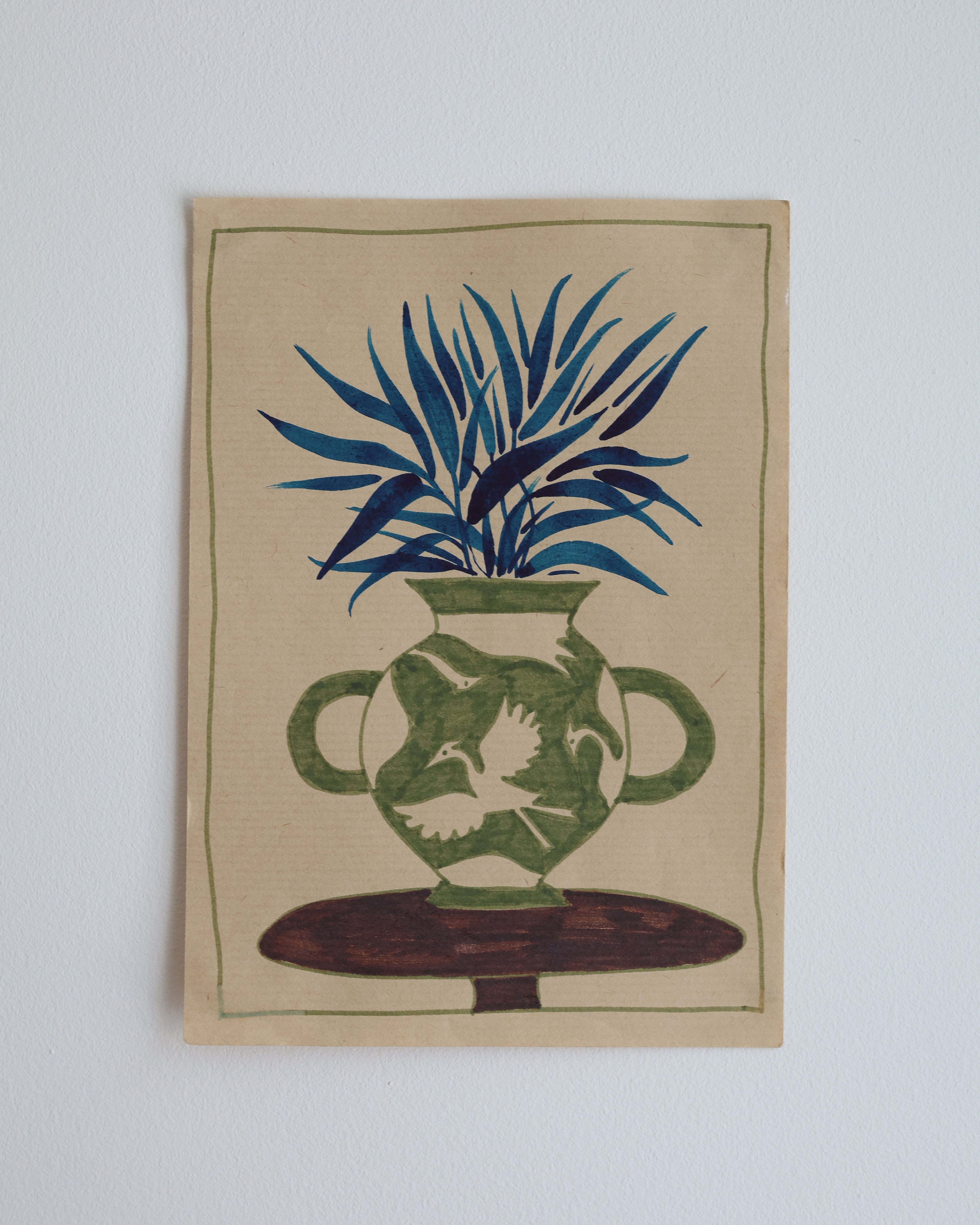Green Herons Vase