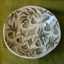 Load image into Gallery viewer, Partridge in a Pear Tree Hand Painted Sgraffito Bowl - Green