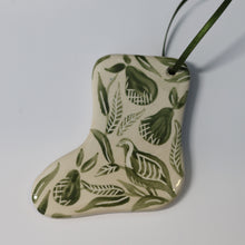Load image into Gallery viewer, Hand Painted Ceramic Christmas Stocking Ornament - Green