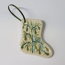 Load image into Gallery viewer, Hand Painted Ceramic Christmas Stocking Ornament - Green