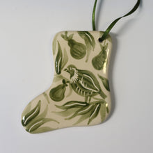 Load image into Gallery viewer, Hand Painted Ceramic Christmas Stocking Ornament - Green