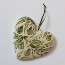 Load image into Gallery viewer, Hand Painted 'Patridge in a Pear Tree' Ceramic Christmas Ornament - Green