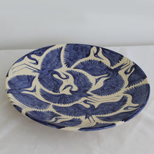 Load image into Gallery viewer, Hand Painted Xl Round Herons Round Platter - Deep Blue