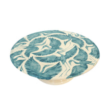 Load image into Gallery viewer, Seconds Sale: Herons Hand Painted Cake Plate Pedestal Stand - Teal