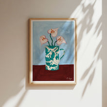 Load image into Gallery viewer, A4 - Teal Herons on Jug 02 Print