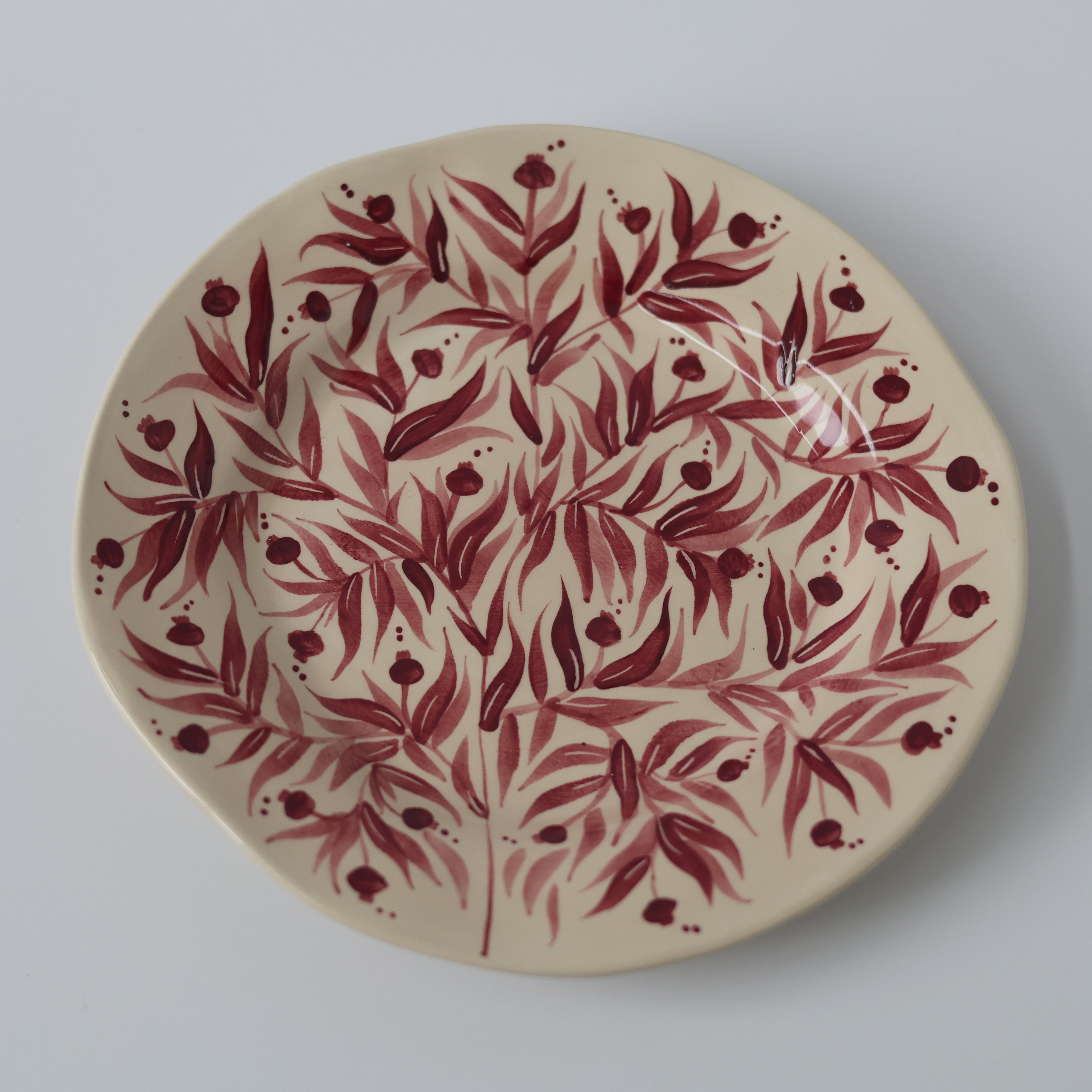 Hand Painted Pomegranate Plate - Maroon 02