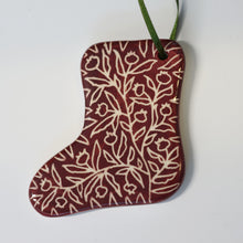 Load image into Gallery viewer, Hand Painted Ceramic Christmas Stocking Ornament - Green