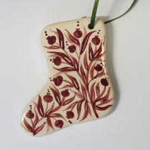 Load image into Gallery viewer, Hand Painted Ceramic Christmas Stocking Ornament - Green