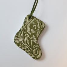 Load image into Gallery viewer, Hand Painted Ceramic Christmas Stocking Ornament - Green