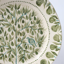 Load image into Gallery viewer, Partridge in a Pear Tree Hand-Painted Large Plate - Green