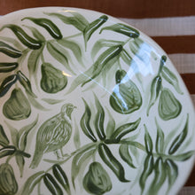 Load image into Gallery viewer, Partridge in a Pear Tree Hand Painted Sgraffito Bowl - Green