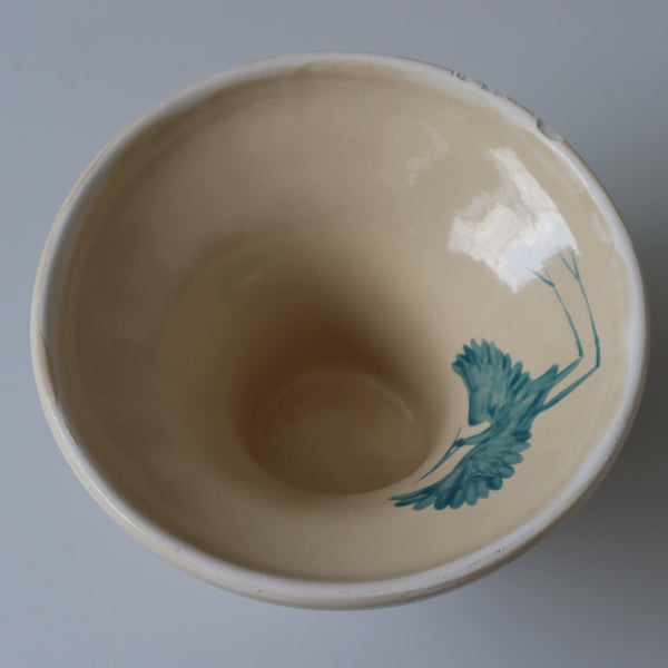 Seconds Sale: Herons Hand Painted Cake Plate Pedestal Stand - Teal