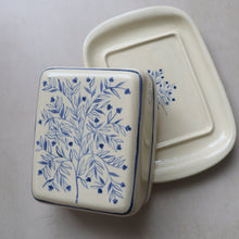 Load image into Gallery viewer, Hand Painted Pomegranate Tree Butter Dish - Blue