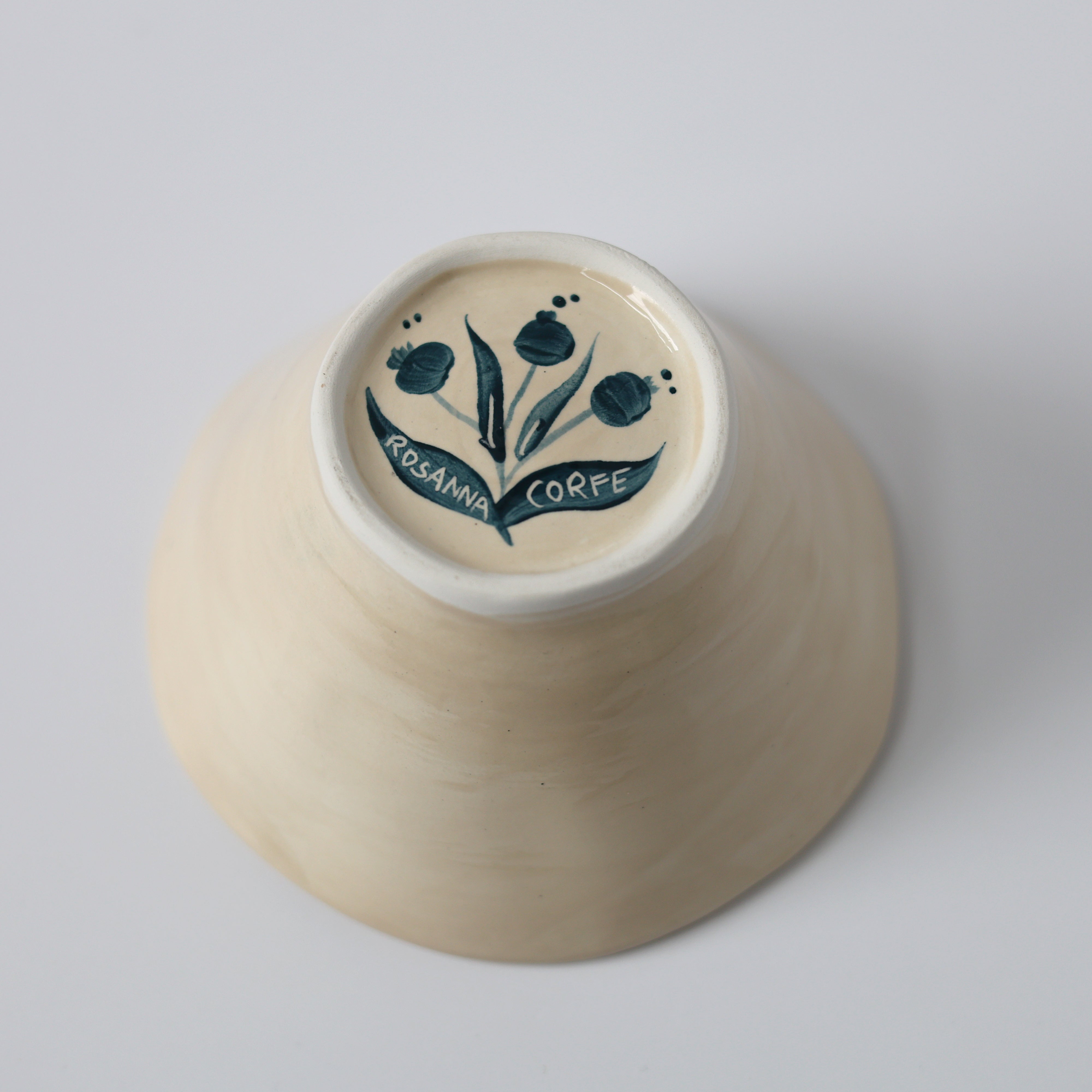 Hand Painted Pomegranate Bowl - Teal