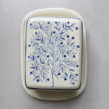 Load image into Gallery viewer, Hand Painted Pomegranate Tree Butter Dish - Blue
