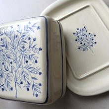 Load image into Gallery viewer, Hand Painted Pomegranate Tree Butter Dish - Blue