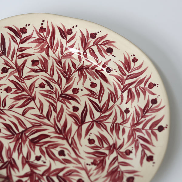 Pomegranate Hand-Painted Large Plate - Maroon