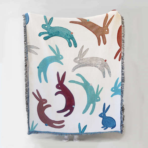 Rabbits Recycled Cotton Woven Throw