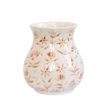 Load image into Gallery viewer, 'Sunburst' Floral Short Scallop Vase Autumn Brown
