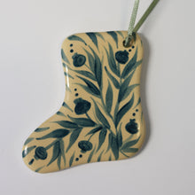 Load image into Gallery viewer, Hand Painted Ceramic Christmas Stocking Ornament - Green