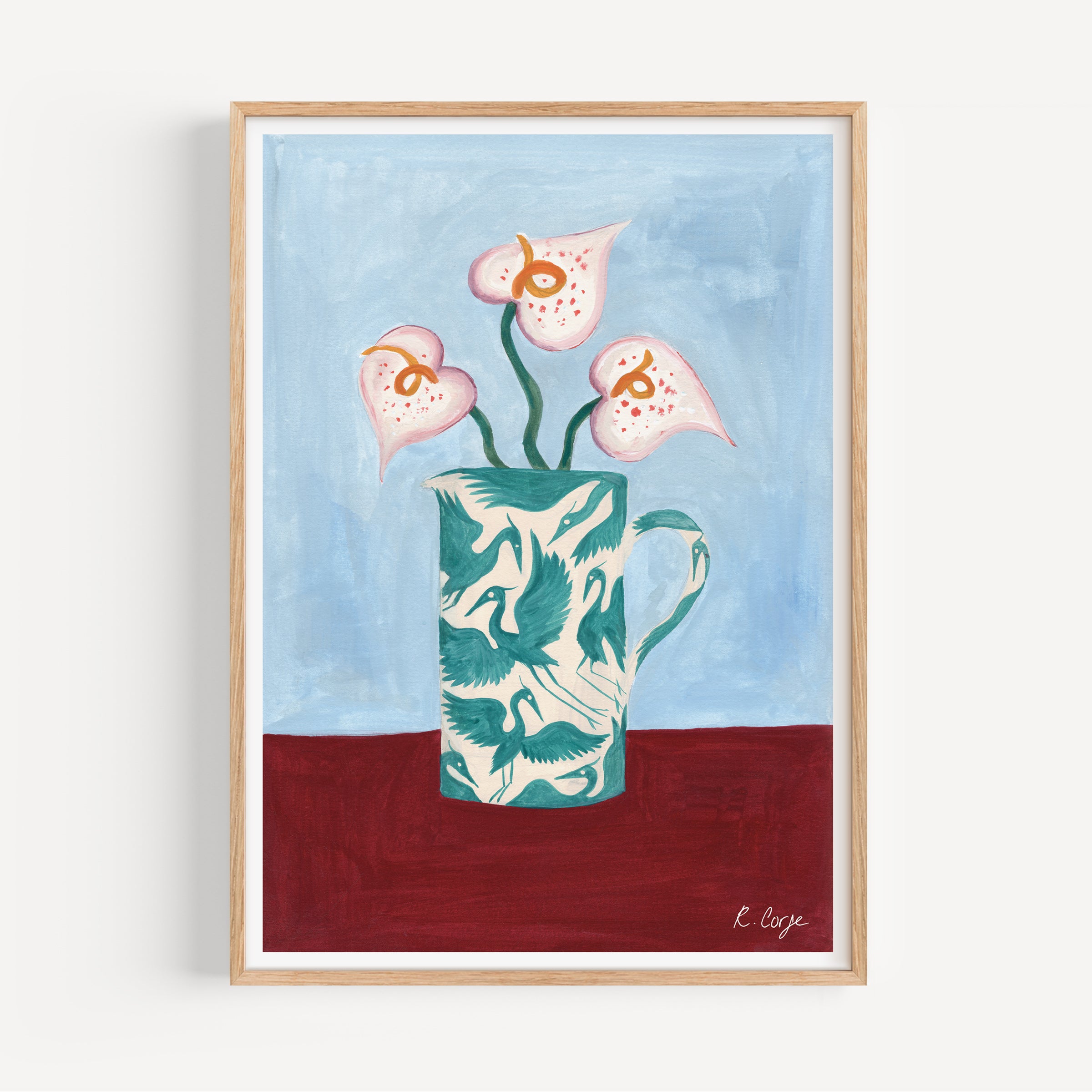 Teal Herons Jug Art Print