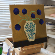 Load image into Gallery viewer, Teal Pomegranate Vase - Original Canvas Painting