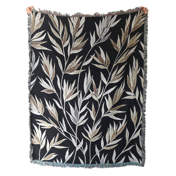 Seconds Sale - Growth (Black) Recycled Cotton Woven Throw