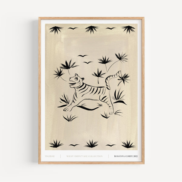 'Tiger 02' Grey Art Print