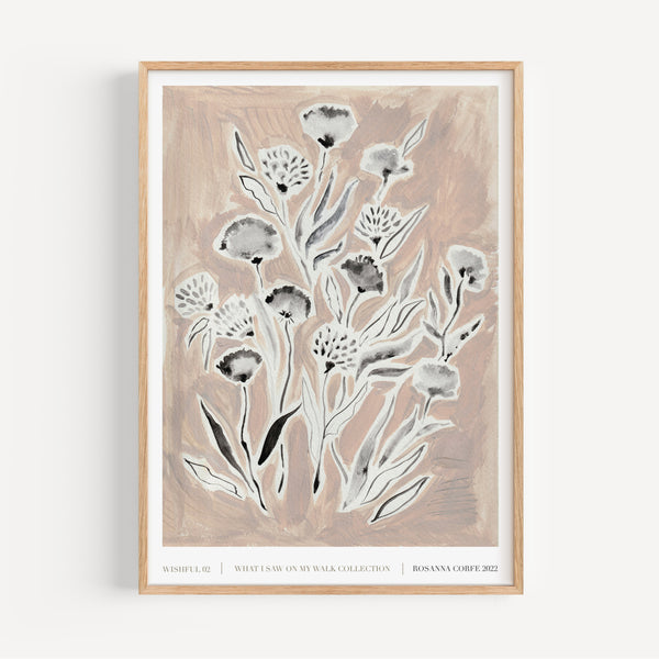 'Wishful' 02 Pink Floral Art Print