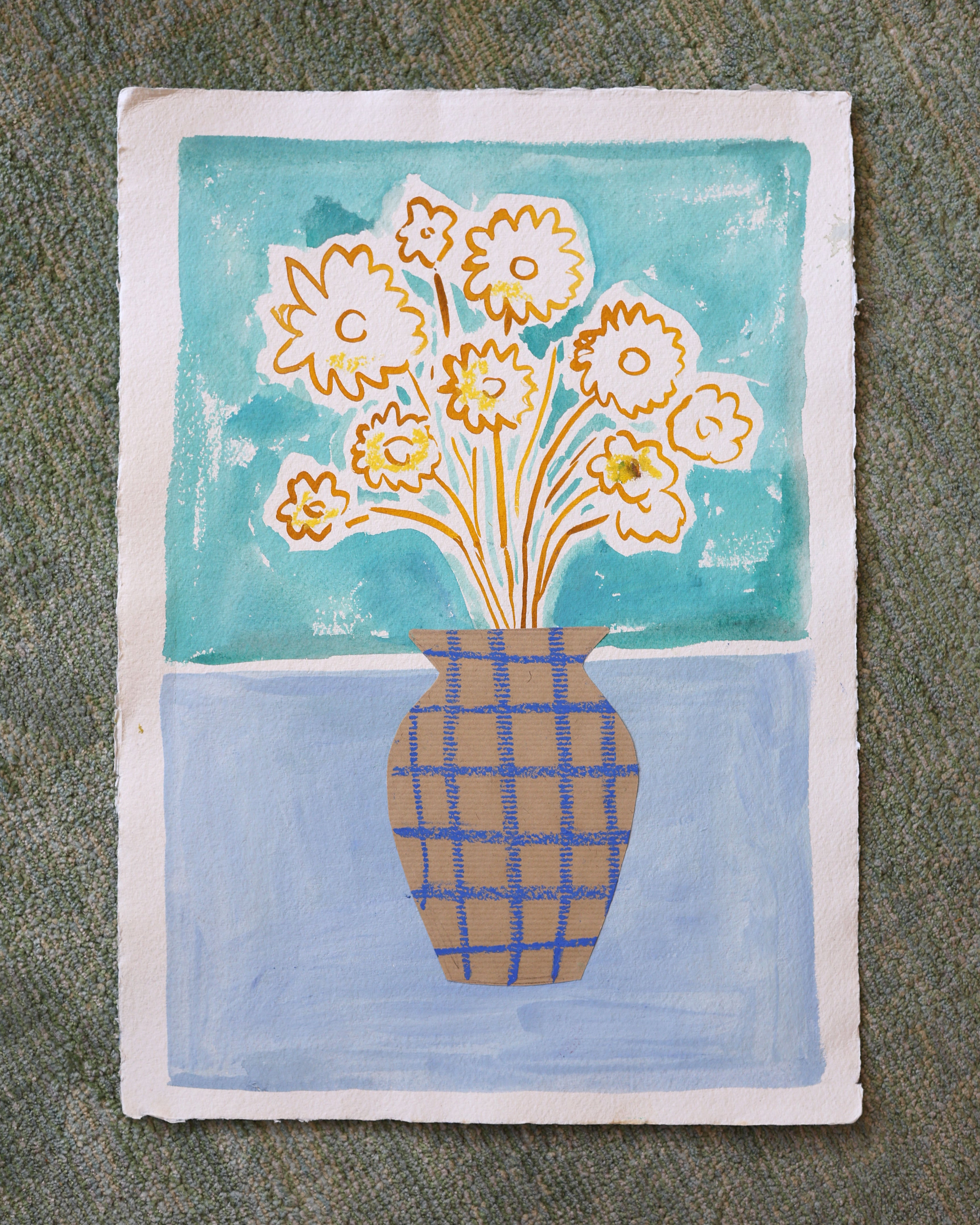 Blue Check Vase