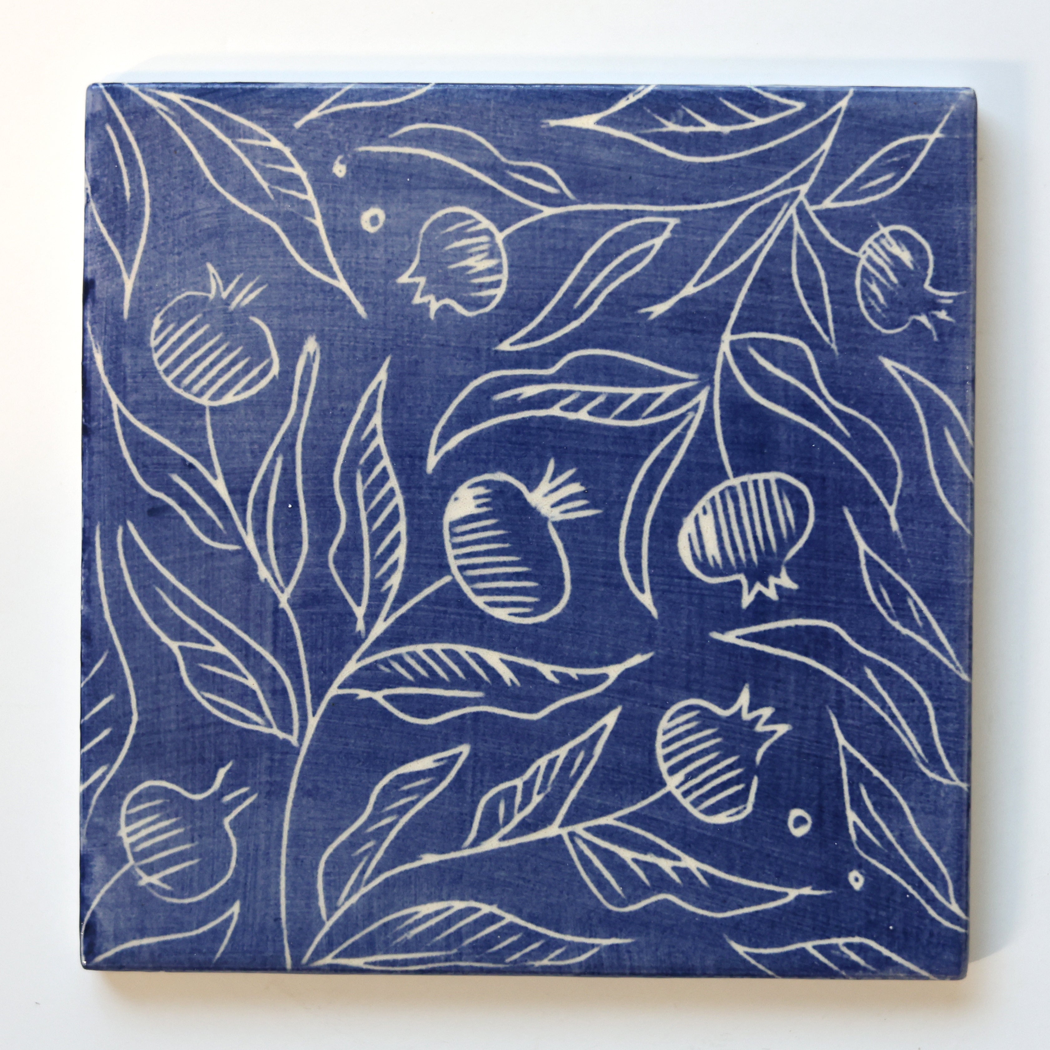 One-of-a-Kind Hand-Painted Ceramic Tiles - Blue