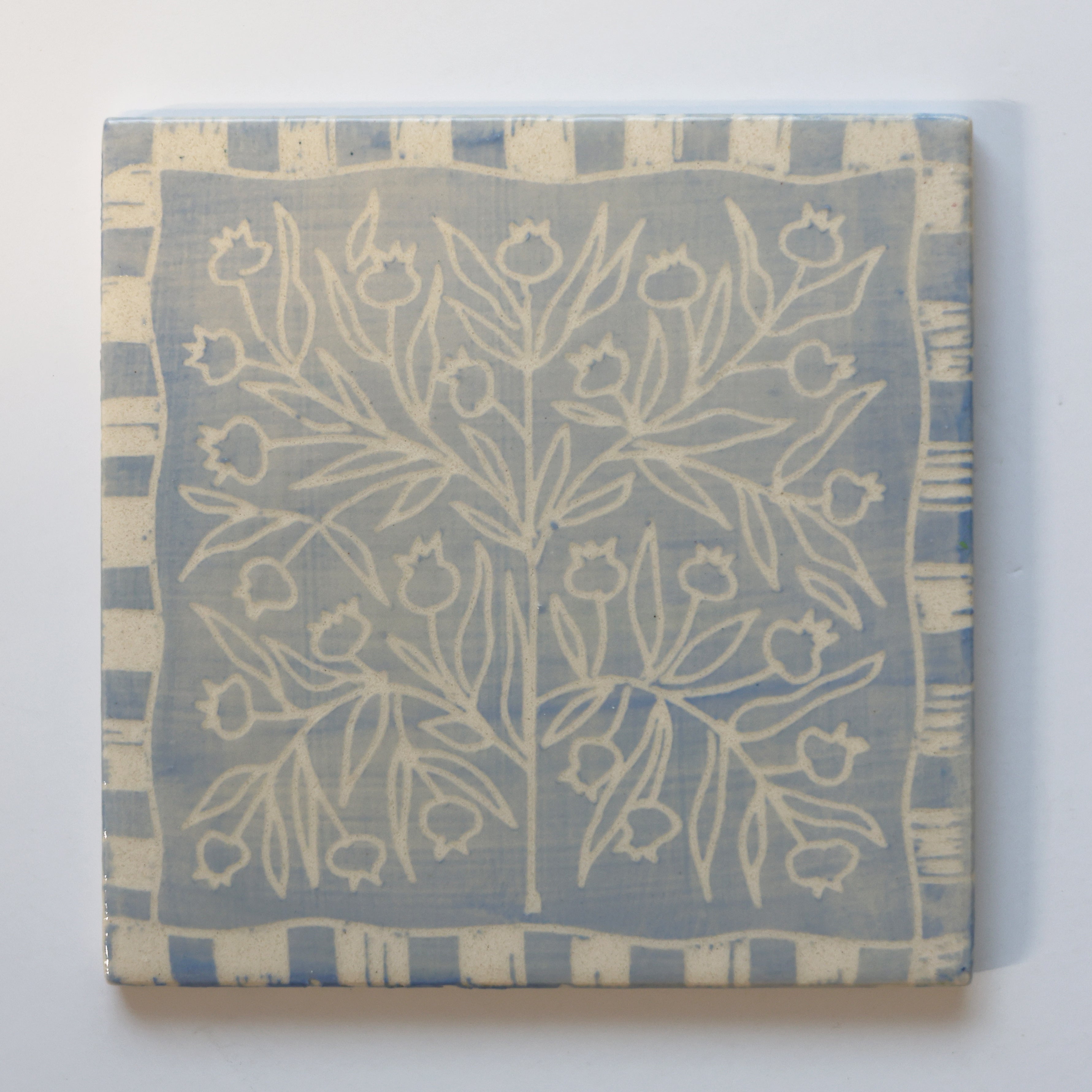 One-of-a-Kind Hand-Painted Ceramic Tiles - Blue