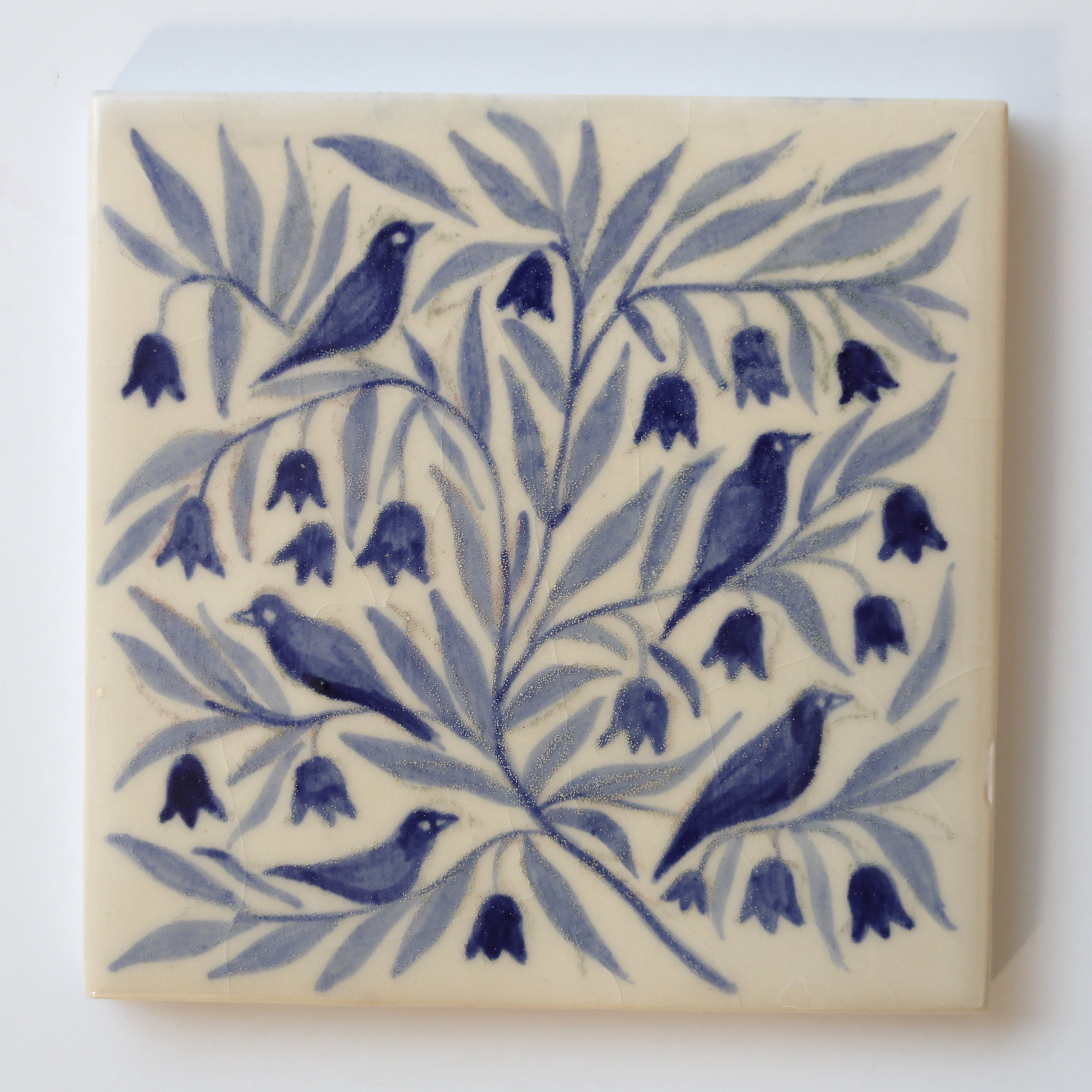 One-of-a-Kind Hand-Painted Ceramic Tiles - Blue